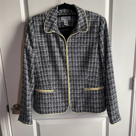 Bob Mackie Women's Black Tweed Blazer Jacket Size 14 Formal Long‎ Sleeve - Picture 1 of 11